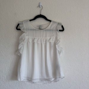 White Dressy Top with Ruffle Detail